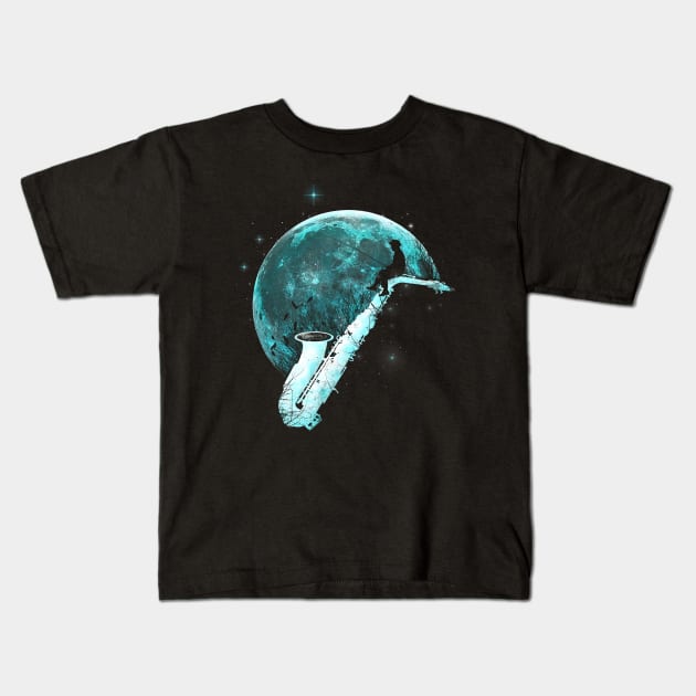 Catching Tunes Kids T-Shirt by angrymonk